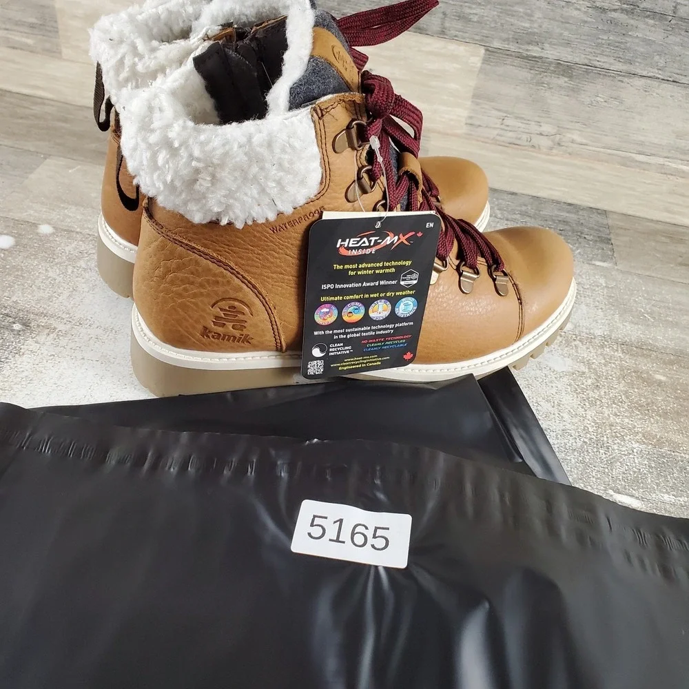 Kamik Rogue Hike 3 Womens Winter Boots Sz 8 Cognac Leather Side Zipper Lace Up